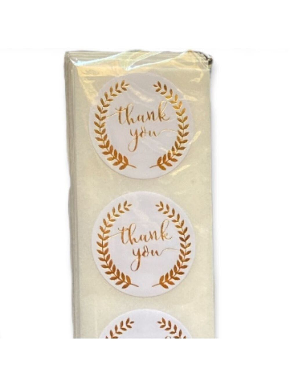 300 Pack of 1" Round Thank You Stickers, Reflective Gold Laurels PRICE IS FIRM - Picture 2 of 3